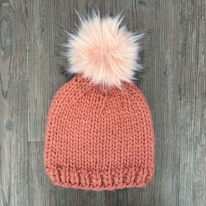 ECHO KNIT PINK BEANIE WITH POM POM